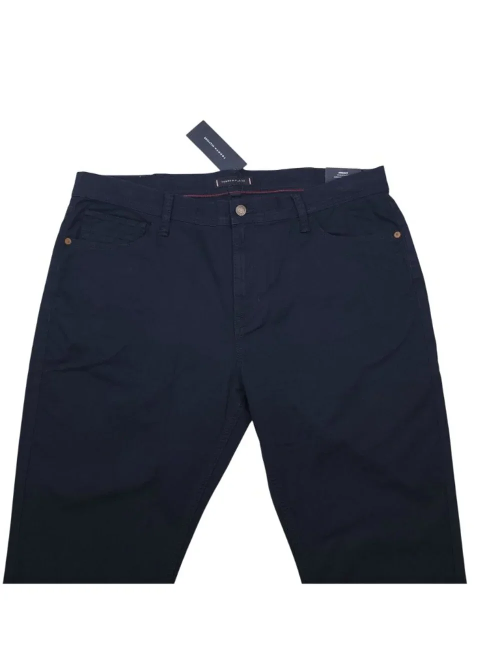 Tommy Hilfiger TH Flex Navy Mens Straight Fit Pants 38W 30L Cotton Blend